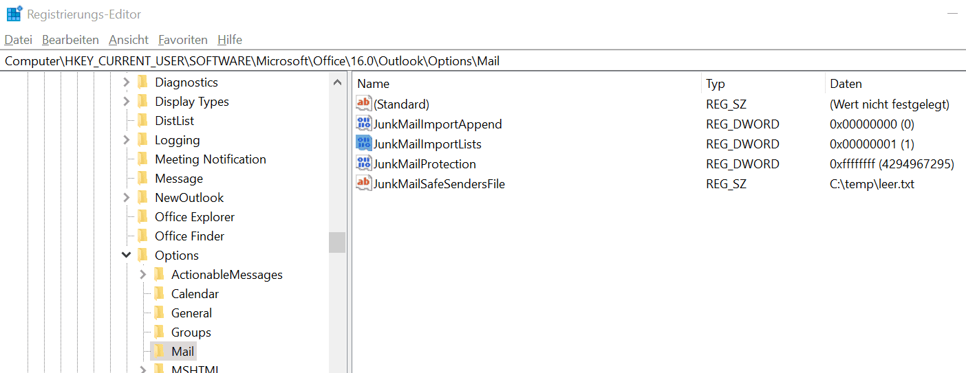 Outlook Safe Sender List leeren excITe Consulting